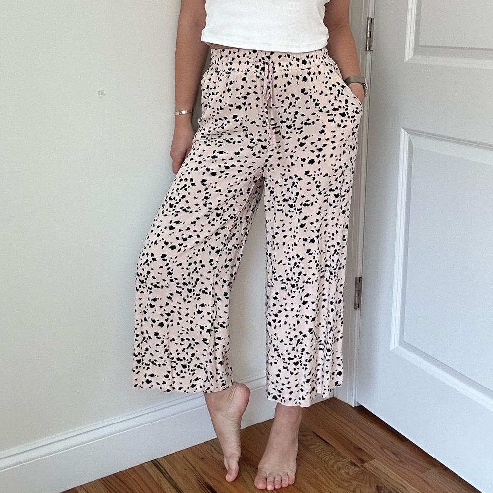Printed Rayon Challis Cropped Pants
